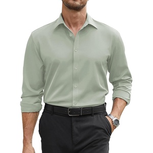 image:imageCOOFANDY Mens Stretch Dress Shirts Long Sleeve Button Down Shirt Regular Fit Formal Business ShirtsLight Green