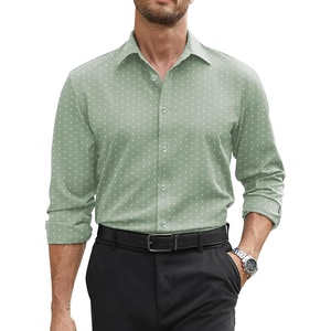image:imageCOOFANDY Mens Stretch Dress Shirts Long Sleeve Button Down Shirt Regular Fit Formal Business ShirtsLight Greenflower
