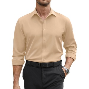 image:imageCOOFANDY Mens Stretch Dress Shirts Long Sleeve Button Down Shirt Regular Fit Formal Business ShirtsLight Khaki