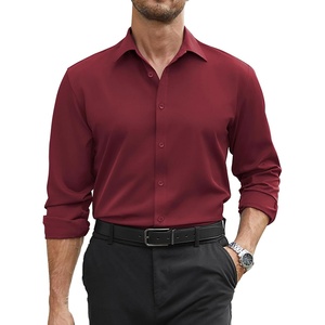 image:imageCOOFANDY Mens Stretch Dress Shirts Long Sleeve Button Down Shirt Regular Fit Formal Business ShirtsMaroon