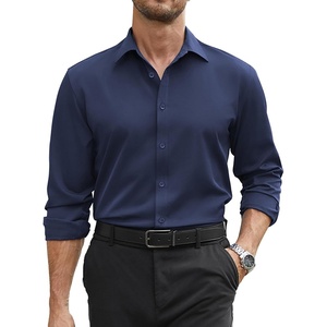 image:imageCOOFANDY Mens Stretch Dress Shirts Long Sleeve Button Down Shirt Regular Fit Formal Business ShirtsMidnight Blue