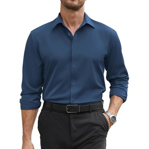 image:imageCOOFANDY Mens Stretch Dress Shirts Long Sleeve Button Down Shirt Regular Fit Formal Business ShirtsNavy
