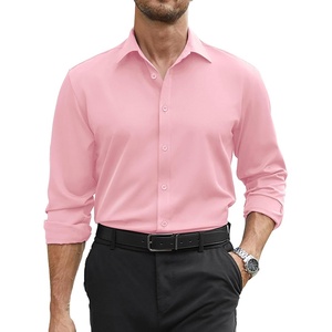 image:imageCOOFANDY Mens Stretch Dress Shirts Long Sleeve Button Down Shirt Regular Fit Formal Business ShirtsPink