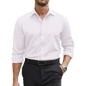 image:imageCOOFANDY Mens Stretch Dress Shirts Long Sleeve Button Down Shirt Regular Fit Formal Business ShirtsWhitegeometric Patterns