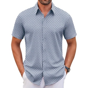 image:imageCOOFANDY Mens Stretch Dress Shirts Short Sleeve Wrinkle Free Casual Button Down ShirtsBlue Pattern