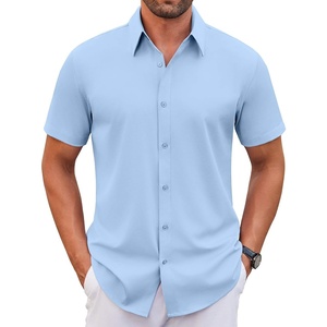 image:imageCOOFANDY Mens Stretch Dress Shirts Short Sleeve Wrinkle Free Casual Button Down ShirtsLight Blue