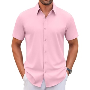 image:imageCOOFANDY Mens Stretch Dress Shirts Short Sleeve Wrinkle Free Casual Button Down ShirtsPink