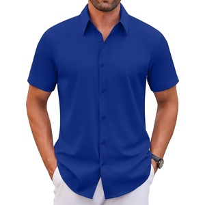 image:imageCOOFANDY Mens Stretch Dress Shirts Short Sleeve Wrinkle Free Casual Button Down ShirtsRoyal Azure