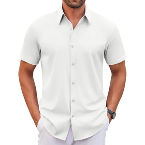 image:imageCOOFANDY Mens Stretch Dress Shirts Short Sleeve Wrinkle Free Casual Button Down ShirtsWhite
