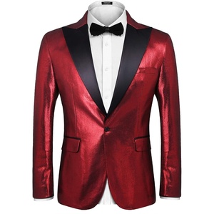 image:imageCOOFANDY Mens Stylish Classic Dress Suit Solid Red Lapel Blazer Tuxedo Coat Wine Red Large