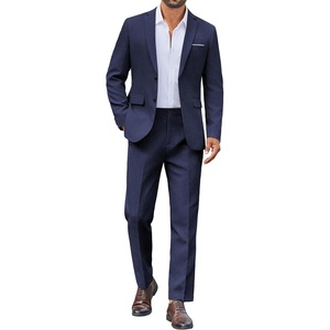image:imageCOOFANDY Mens Suit 2 Piece Suit Classic Fit Two Button Blazer Jacket Pants Set Business Wedding Party Suits for MenDark Blue