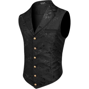 image:imageCOOFANDY Mens Suit Vest Paisley Floral Victorian Vests Gothic Steampunk Formal Waistcoat Tuxedo Vests with Notched LapelsBlack