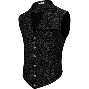 image:imageCOOFANDY Mens Suit Vest Paisley Floral Victorian Vests Gothic Steampunk Formal Waistcoat Tuxedo Vests with Notched LapelsBlack Filigree