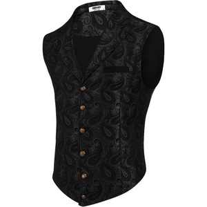 image:imageCOOFANDY Mens Suit Vest Paisley Floral Victorian Vests Gothic Steampunk Formal Waistcoat Tuxedo Vests with Notched LapelsBlack Paisley