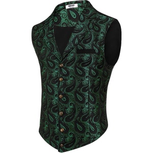 image:imageCOOFANDY Mens Suit Vest Paisley Floral Victorian Vests Gothic Steampunk Formal Waistcoat Tuxedo Vests with Notched LapelsGreen Paisley