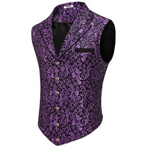 image:imageCOOFANDY Mens Suit Vest Paisley Floral Victorian Vests Gothic Steampunk Formal Waistcoat Tuxedo Vests with Notched LapelsPurple Filigree