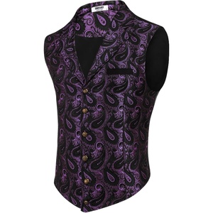 image:imageCOOFANDY Mens Suit Vest Paisley Floral Victorian Vests Gothic Steampunk Formal Waistcoat Tuxedo Vests with Notched LapelsPurple Paisley