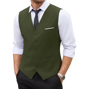 image:imageCOOFANDY Mens Suit Vest Slim Fit Business Formal Waistcoat Casual Dress VestArmy Green