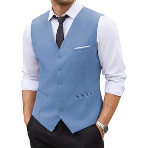image:imageCOOFANDY Mens Suit Vest Slim Fit Business Formal Waistcoat Casual Dress VestLight Blue