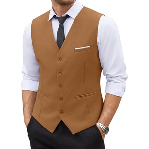 image:imageCOOFANDY Mens Suit Vest Slim Fit Business Formal Waistcoat Casual Dress VestLight Brown