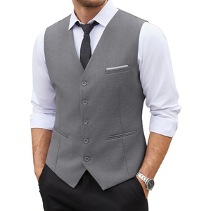 image:imageCOOFANDY Mens Suit Vest Slim Fit Business Formal Waistcoat Casual Dress VestLight Grey