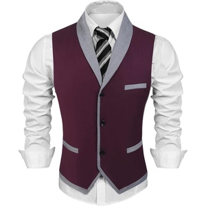 image:imageCOOFANDY Mens Suit Vest Slim Fit Formal Business Dress Vest Casual Wedding WaistcoatWine Red