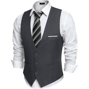 image:imageCOOFANDY Mens Suit Vest Slim Fit Formal Dress Waistcoat Casual Business Vests for Suit or TuxedoDark Gray