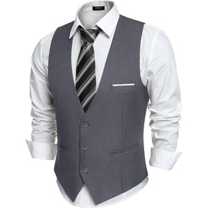 image:imageCOOFANDY Mens Suit Vest Slim Fit Formal Dress Waistcoat Casual Business Vests for Suit or TuxedoDark Heather Gray