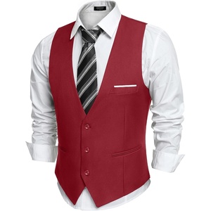image:imageCOOFANDY Mens Suit Vest Slim Fit Formal Dress Waistcoat Casual Business Vests for Suit or TuxedoDark Red