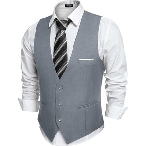 image:imageCOOFANDY Mens Suit Vest Slim Fit Formal Dress Waistcoat Casual Business Vests for Suit or TuxedoLight Gray