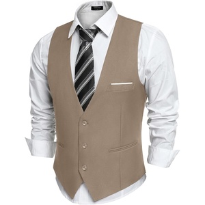 image:imageCOOFANDY Mens Suit Vest Slim Fit Formal Dress Waistcoat Casual Business Vests for Suit or TuxedoLight Khaki