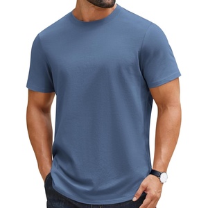 image:imageCOOFANDY Mens TShirts 100 Cotton Crewneck Short Sleeve Tees Casual Plain ShirtsGrey Blue