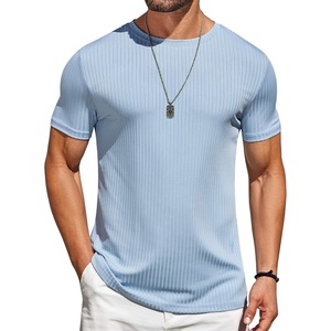 image:imageCOOFANDY Mens TShirts Short Sleeve Plain Tshirts Casual Crew Neck Basic T Shirt Soft Cooling Fitted Stretch Tee ShirtsLight Blue