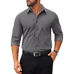 image:imageCOOFANDY Mens Tech Dress Shirts Long Sleeve Poplin Formal Shirt Casual Button Down ShirtsDark Grey