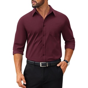 image:imageCOOFANDY Mens Tech Dress Shirts Long Sleeve Poplin Formal Shirt Casual Button Down ShirtsDeep Red