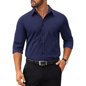 image:imageCOOFANDY Mens Tech Dress Shirts Long Sleeve Poplin Formal Shirt Casual Button Down ShirtsNavy Blue