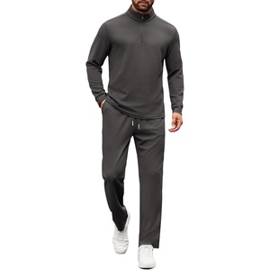 image:imageCOOFANDY Mens Tracksuits 2 Piece Casual Athletic Sweatsuit Quarter Zip Pullover Long Sleeve Running Sport OutfitsDark Grey