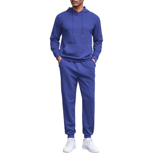 image:imageCOOFANDY Mens Tracksuits 2 Pieces Waffle Hoodies Sweatsuit Sets Sports Jogging Suit SetBlue
