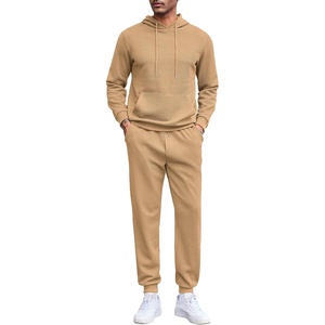 image:imageCOOFANDY Mens Tracksuits 2 Pieces Waffle Hoodies Sweatsuit Sets Sports Jogging Suit SetKhaki