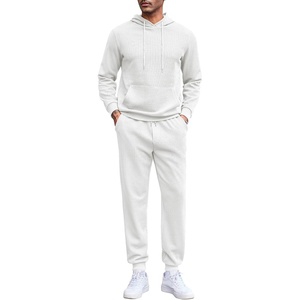 image:imageCOOFANDY Mens Tracksuits 2 Pieces Waffle Hoodies Sweatsuit Sets Sports Jogging Suit SetWhhite