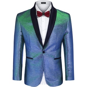 image:imageCOOFANDY Mens Tuxedo Jacket Slim Fit Shawl Lapel Blazer One Button Suit Jackets for Party Prom Wedding DinnerShiny Blue