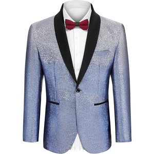 image:imageCOOFANDY Mens Tuxedo Jacket Slim Fit Shawl Lapel Blazer One Button Suit Jackets for Party Prom Wedding DinnerShiny Navy Blue