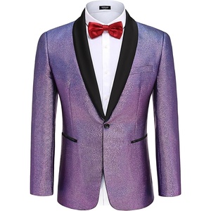 image:imageCOOFANDY Mens Tuxedo Jacket Slim Fit Shawl Lapel Blazer One Button Suit Jackets for Party Prom Wedding DinnerShiny Purple