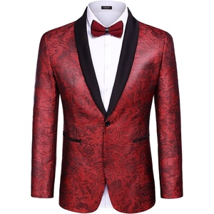 image:imageCOOFANDY Mens Tuxedo Jacket Slim Fit Shawl Lapel Blazer One Button Suit Jackets for Party Prom Wedding DinnerWine Red