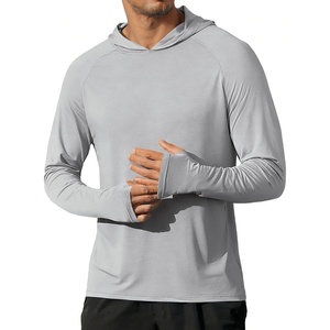 image:imageCOOFANDY Mens UPF 50 Hoodie Shirts Long Sleeve Rash Guard Sun Protection Fishing Shirts Lightweight Quick Dry HoodiesLight Gray
