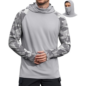 image:imageCOOFANDY Mens UPF 50 Sun Protection Hoodie with Mask Lightweight Long Sleeve SPF Fishing Shirts UV Hiking Running Rash GuardLight Gray Camouflage