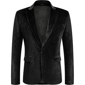 image:imageCOOFANDY Mens Velvet Blazer Notched Lapel Velour Suit Jacket One Button Tuxedo Jackets for Wedding Prom Party DinnerBlack