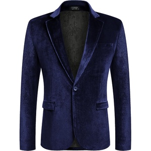 image:imageCOOFANDY Mens Velvet Blazer Notched Lapel Velour Suit Jacket One Button Tuxedo Jackets for Wedding Prom Party DinnerDark Blue Purple
