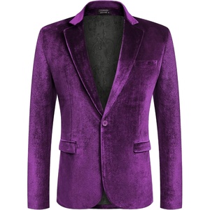 image:imageCOOFANDY Mens Velvet Blazer Notched Lapel Velour Suit Jacket One Button Tuxedo Jackets for Wedding Prom Party DinnerPurple