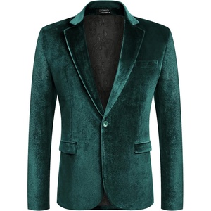 image:imageCOOFANDY Mens Velvet Blazer Notched Lapel Velour Suit Jacket One Button Tuxedo Jackets for Wedding Prom Party DinnerTeal Green